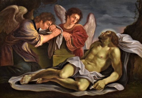 Christ mort pleuré par deux anges, Bologne XVIIe siècle